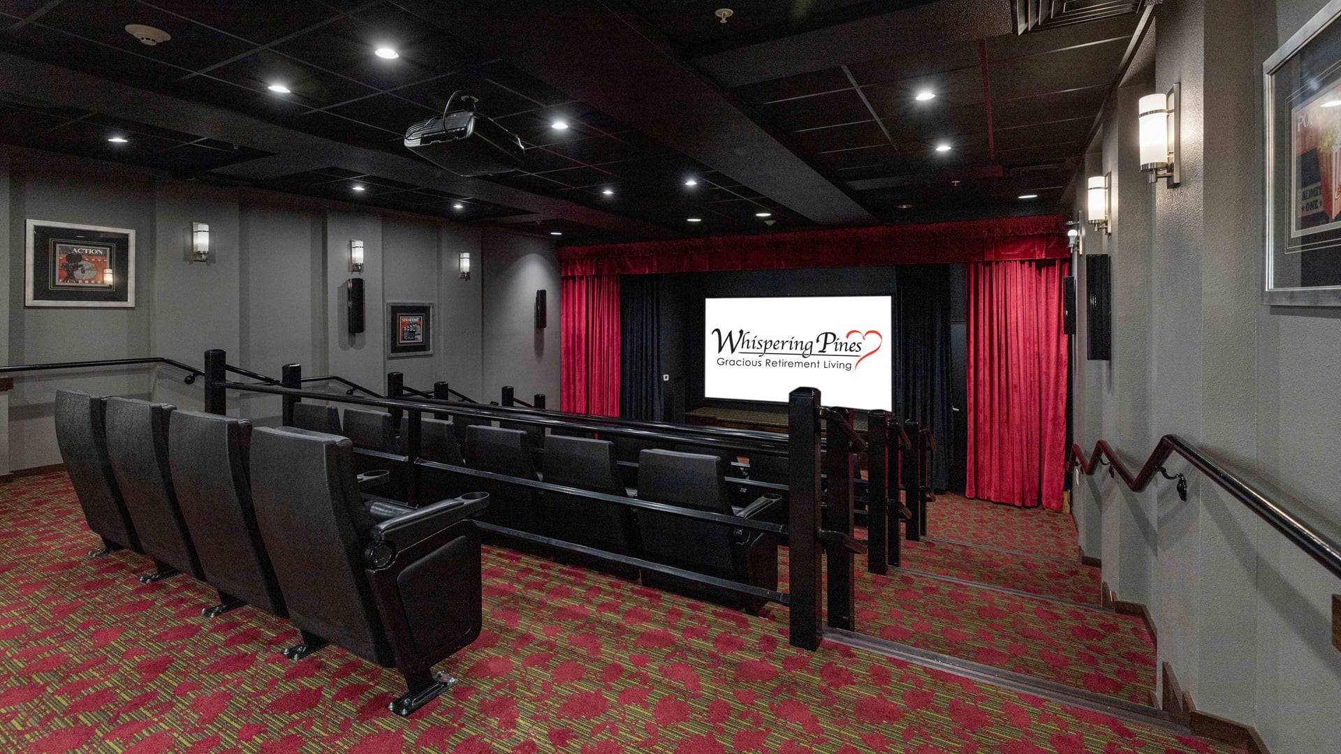 The theater room at Whispering Pines