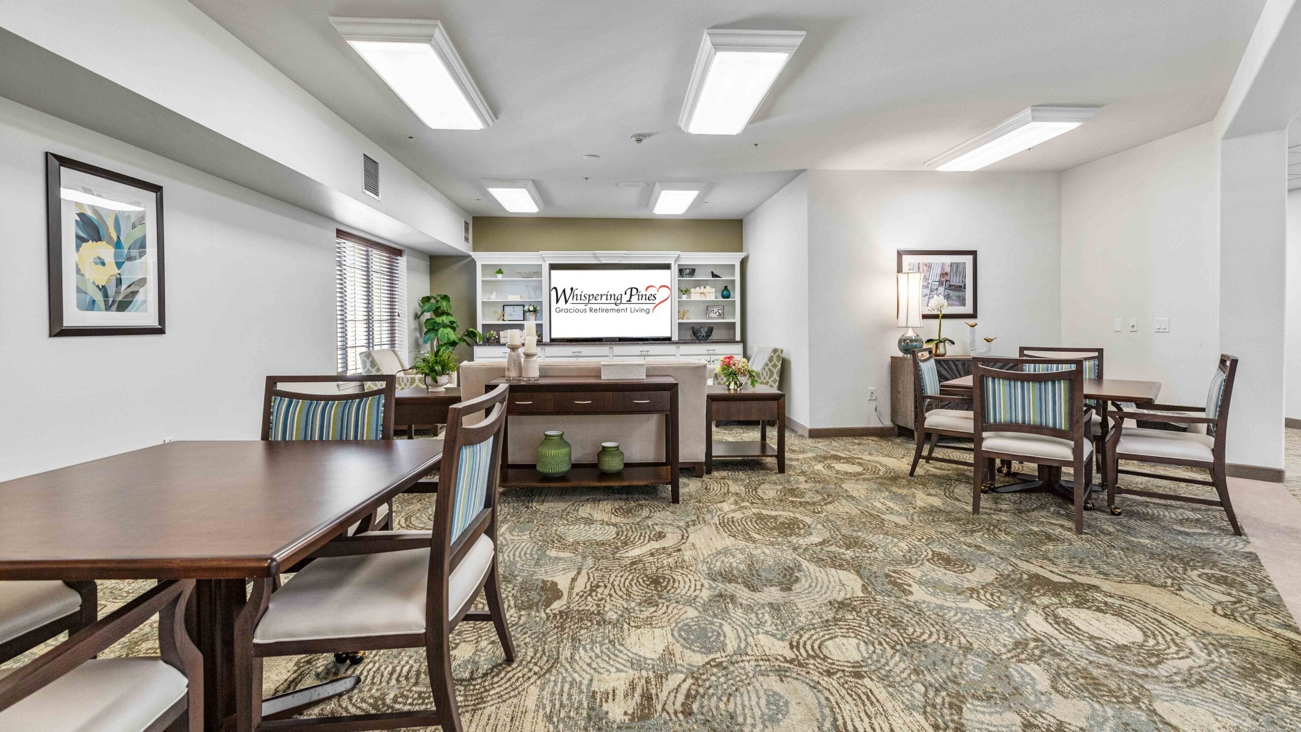 The TV lounge at Whispering Pines