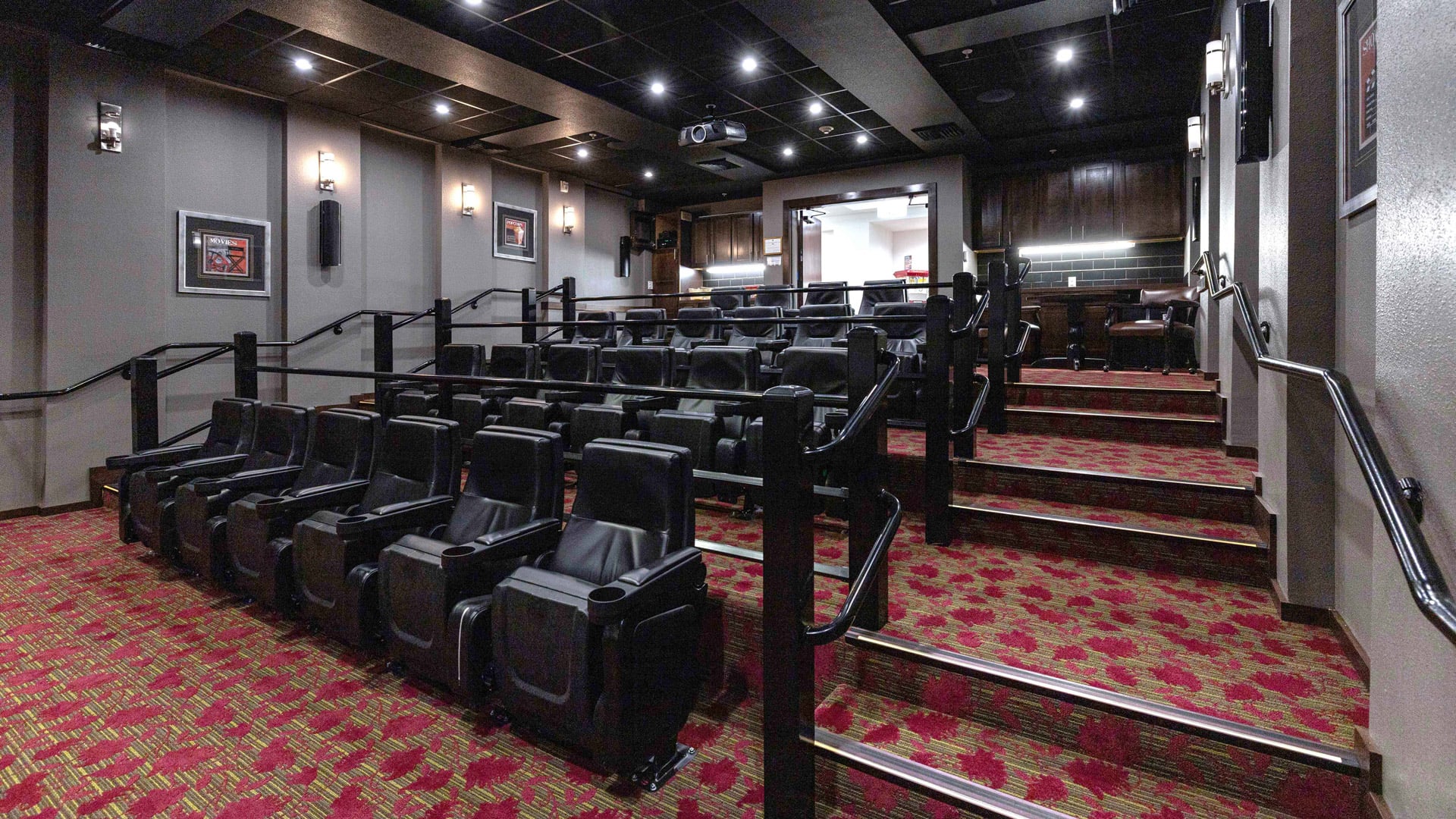 The theater room at Whispering Pines