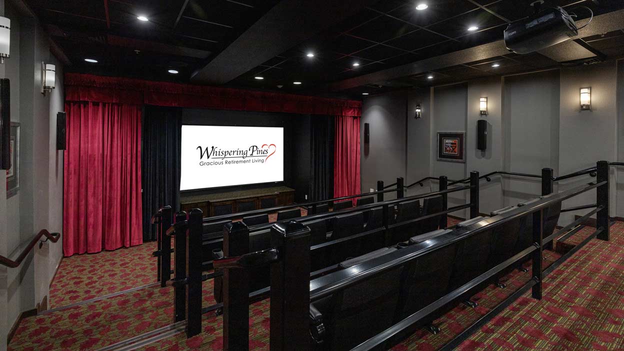 The theater room at Whispering Pines
